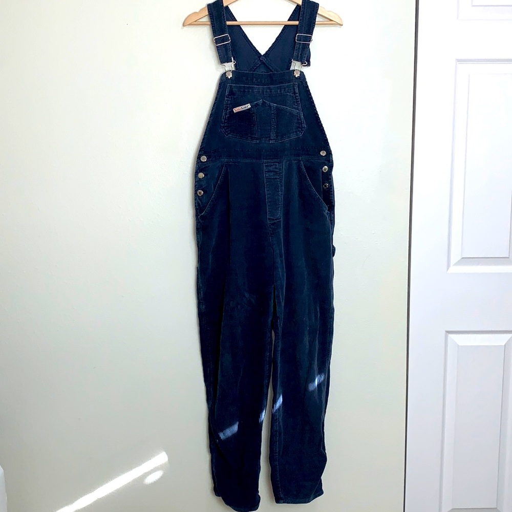Vintage London London blue corduroy bib overalls